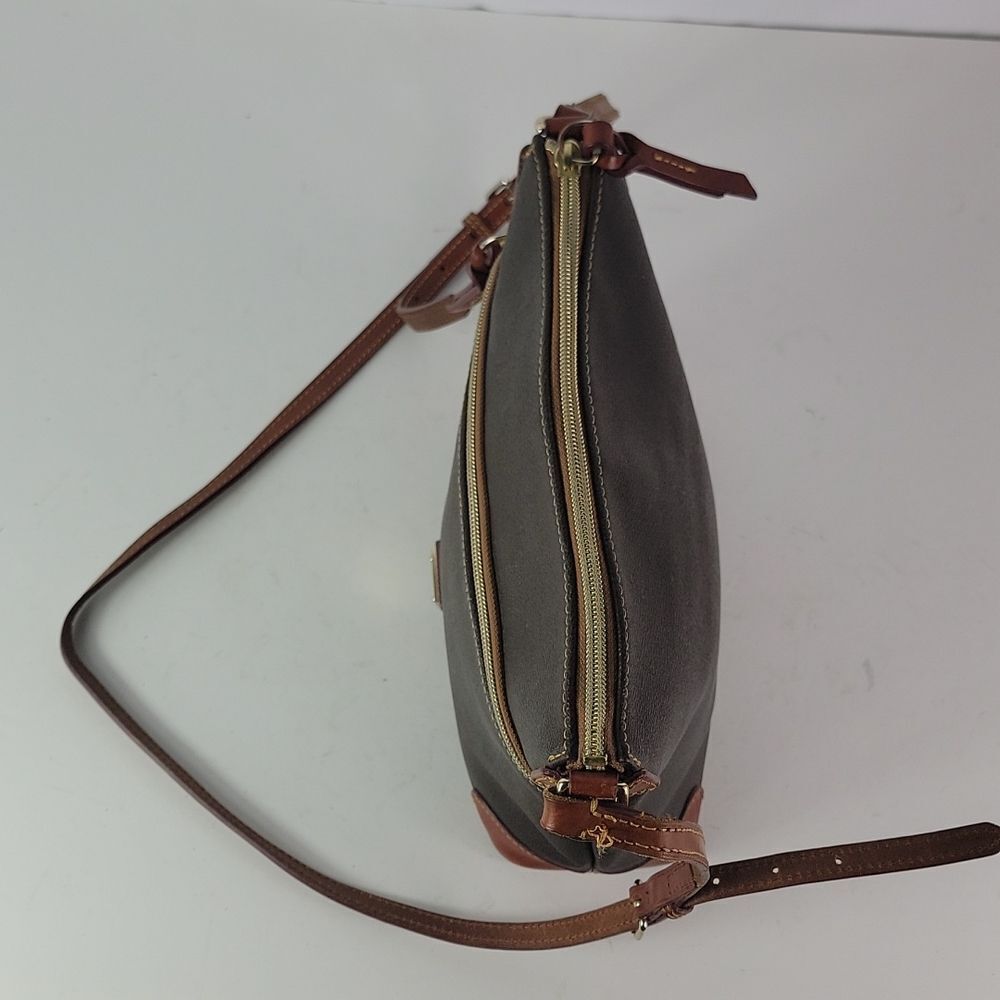 Dooney & Bourke Dark Brown Crossbody with Tan Trim - Picture 7 of 13
